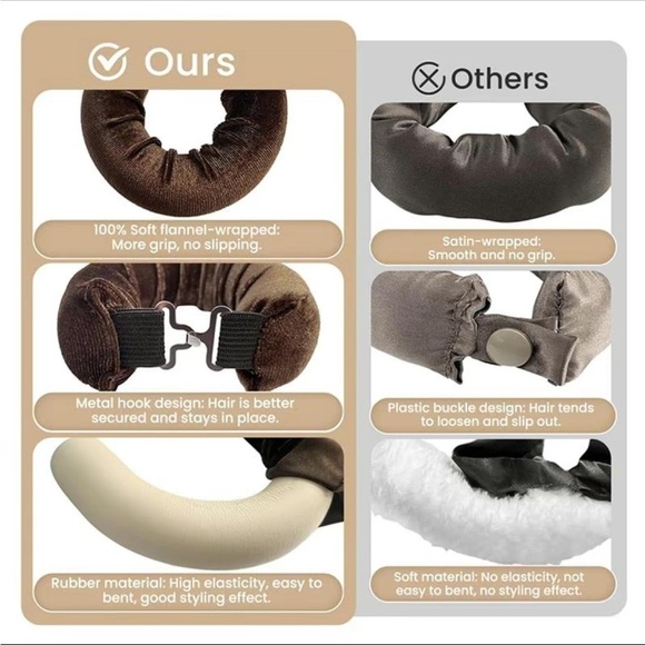 Set of 6 Velvet No Heat Hair Rollers, Fawn Brown, Heatless Curlers set overnight - Picture 7 of 8